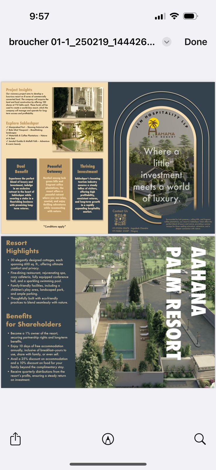 Need investor / partners in A Resort project in Saklehspura