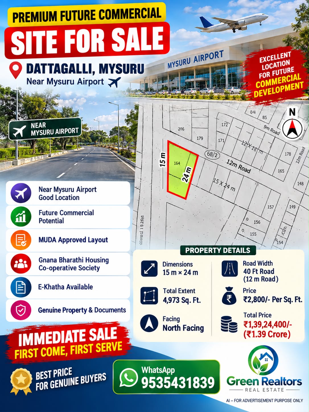 🆔 *PROPERTY ID – 6537*  🏢🛣️ *PREMIUM FUTURE COMMERCIAL SITE FOR SALE – MYSURU*
